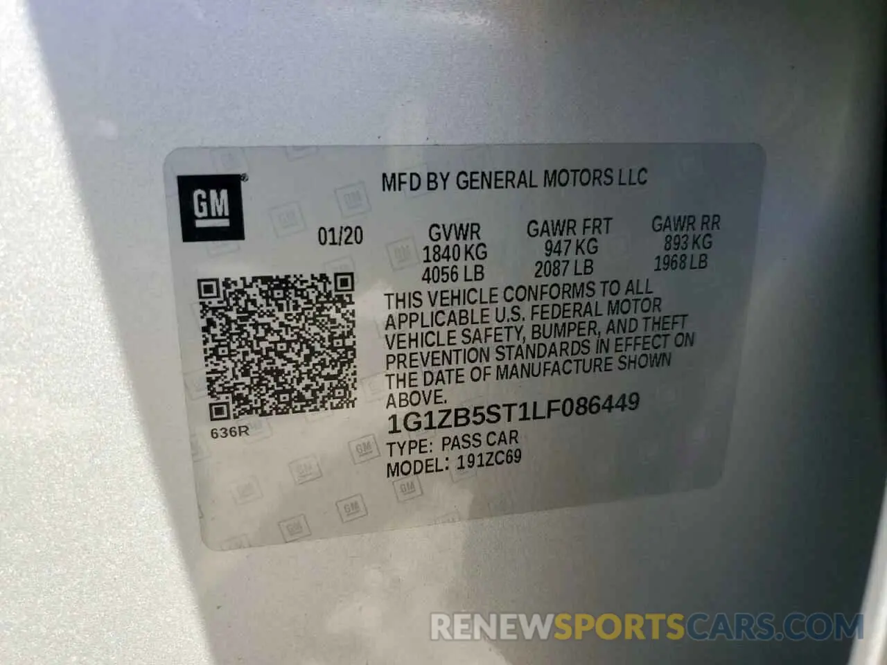 12 fotografías del automóvil dañado 1G1ZB5ST1LF086449 CHEVROLET MALIBU 2020