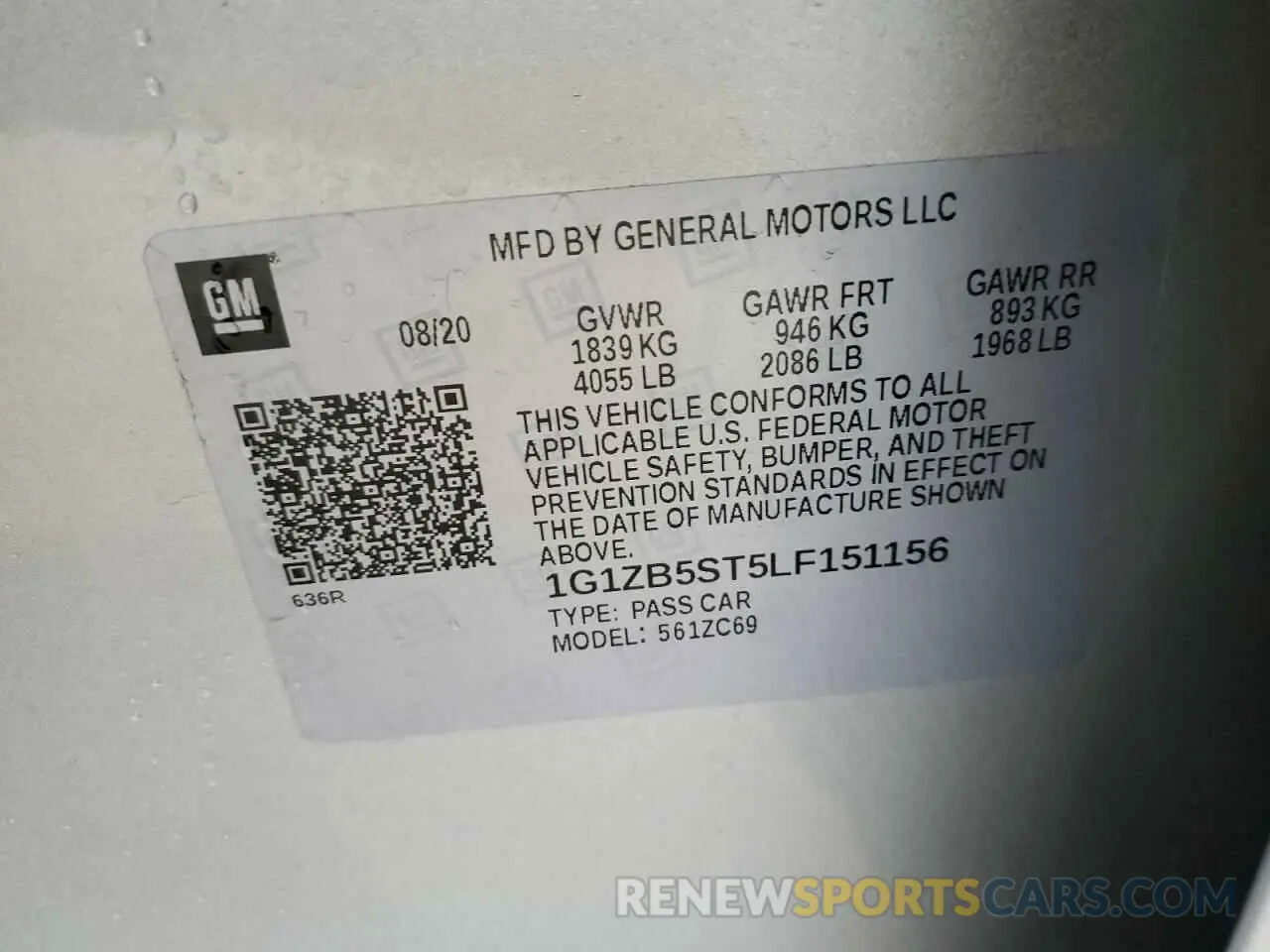 12 fotografías del automóvil dañado 1G1ZB5ST5LF151156 CHEVROLET MALIBU 2020