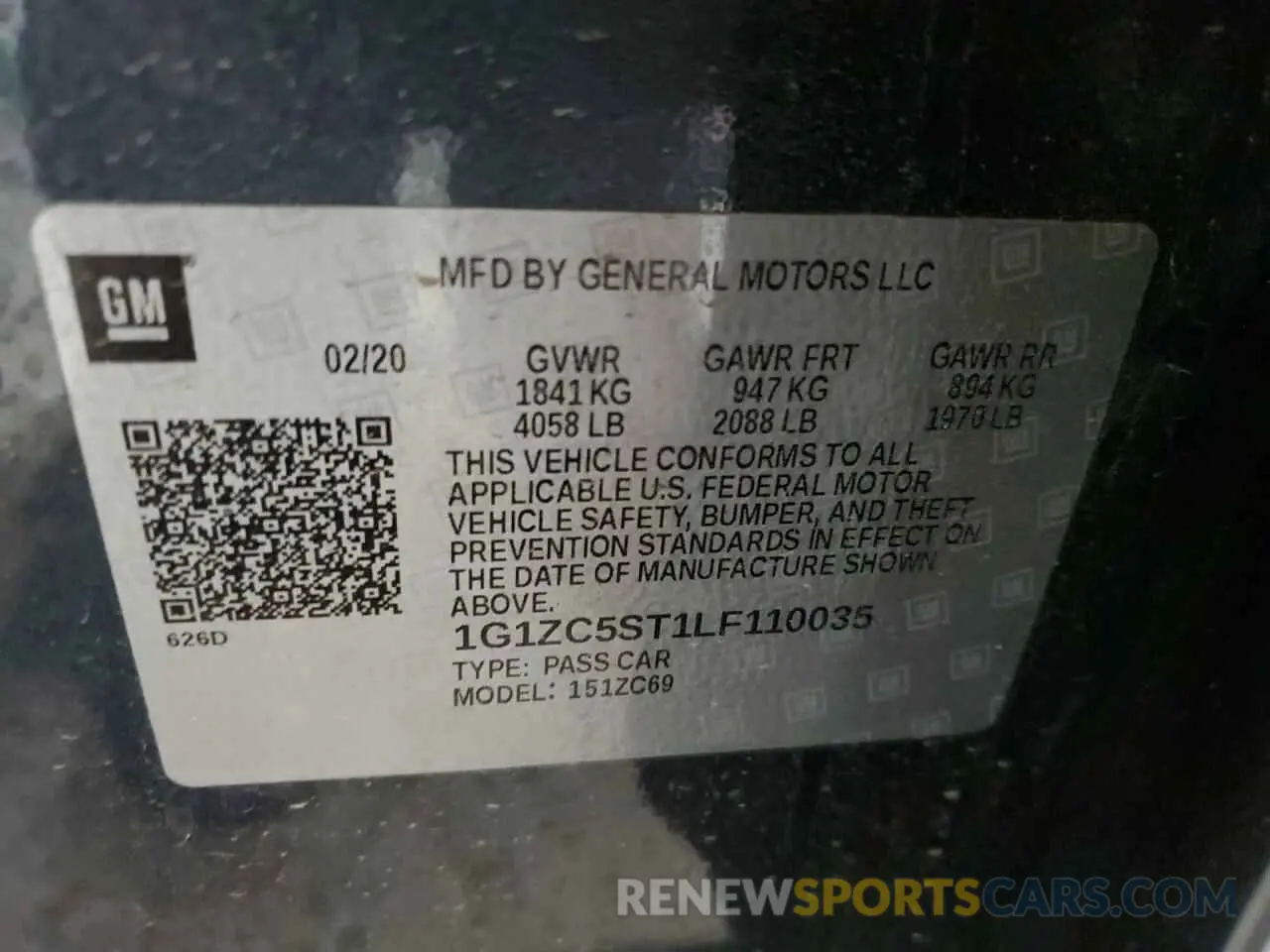 14 fotografías del automóvil dañado 1G1ZC5ST1LF110035 CHEVROLET MALIBU 2020