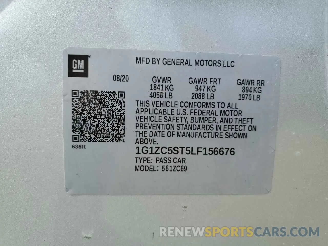 13 fotografías del automóvil dañado 1G1ZC5ST5LF156676 CHEVROLET MALIBU 2020