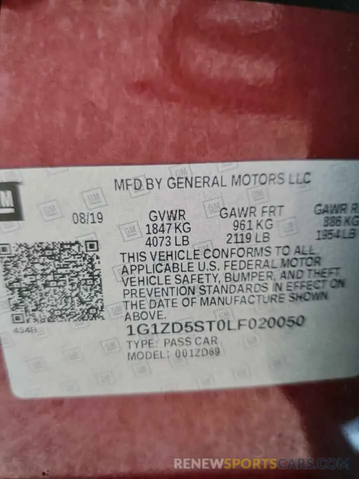 12 fotografías del automóvil dañado 1G1ZD5ST0LF020050 CHEVROLET MALIBU 2020