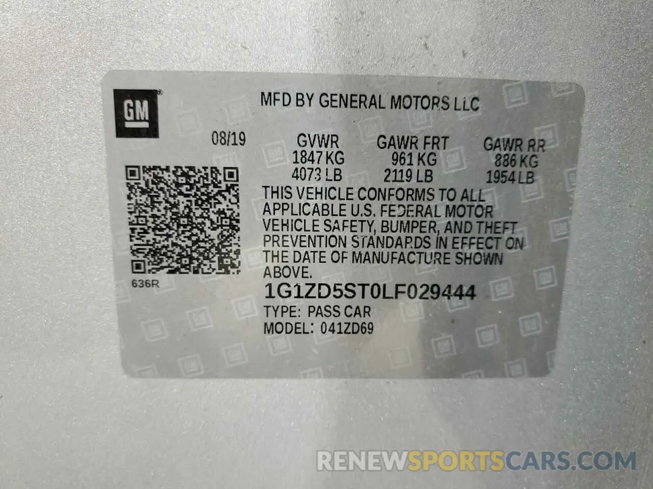 12 fotografías del automóvil dañado 1G1ZD5ST0LF029444 CHEVROLET MALIBU 2020