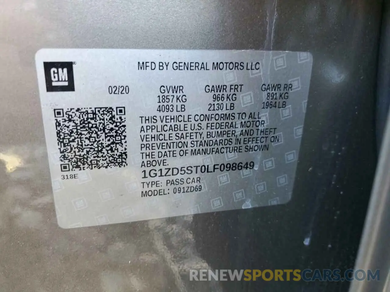12 fotografías del automóvil dañado 1G1ZD5ST0LF098649 CHEVROLET MALIBU 2020