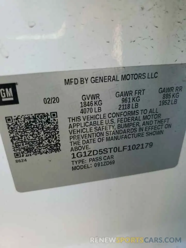 12 fotografías del automóvil dañado 1G1ZD5ST0LF102179 CHEVROLET MALIBU 2020