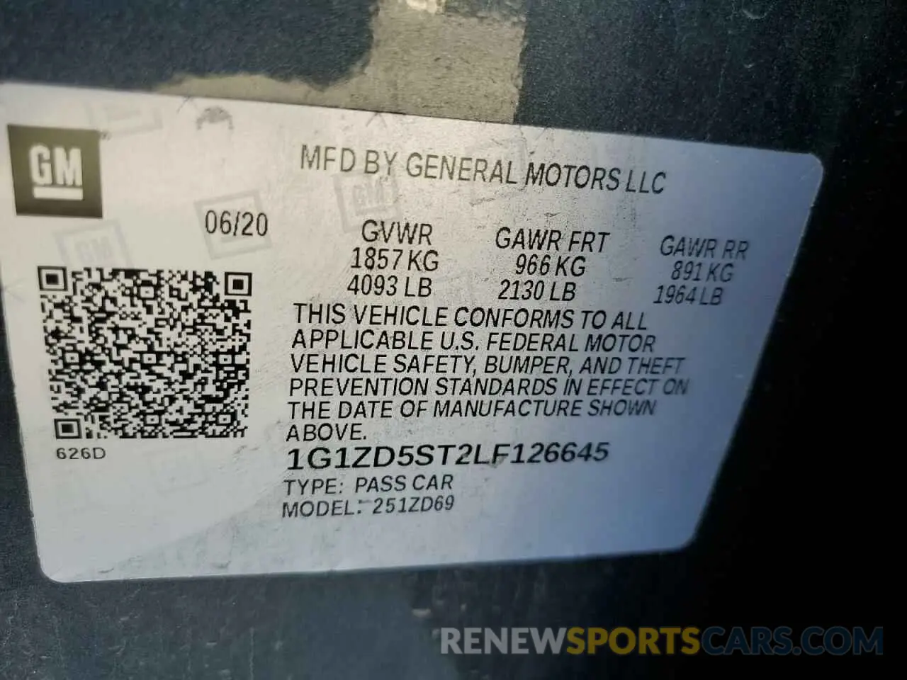 12 fotografías del automóvil dañado 1G1ZD5ST2LF126645 CHEVROLET MALIBU 2020