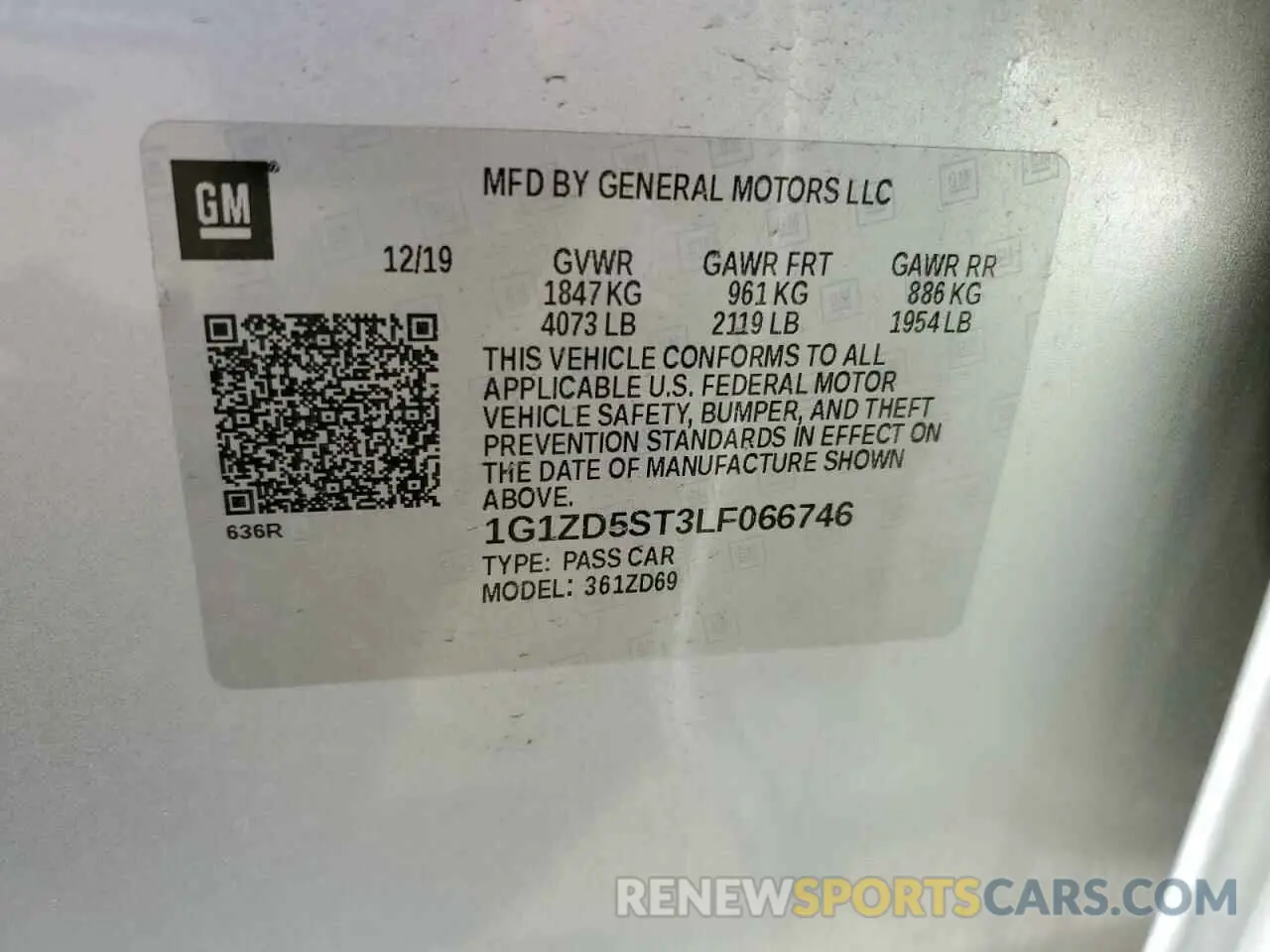 12 fotografías del automóvil dañado 1G1ZD5ST3LF066746 CHEVROLET MALIBU 2020