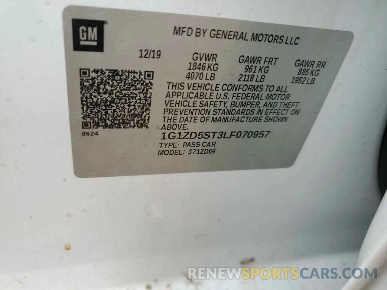 12 fotografías del automóvil dañado 1G1ZD5ST3LF070957 CHEVROLET MALIBU 2020