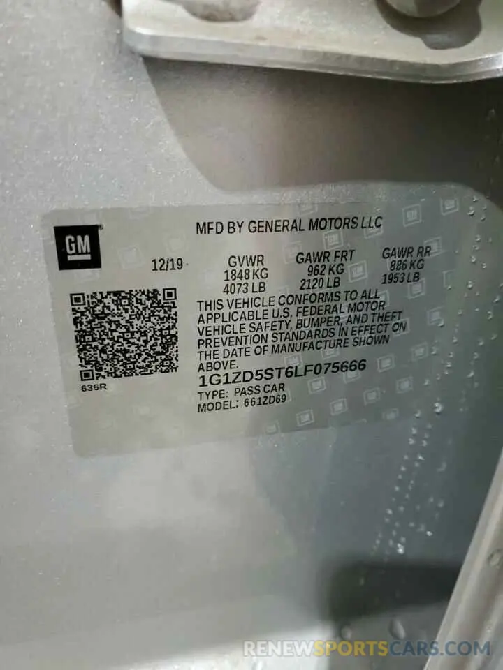 12 fotografías del automóvil dañado 1G1ZD5ST6LF075666 CHEVROLET MALIBU 2020