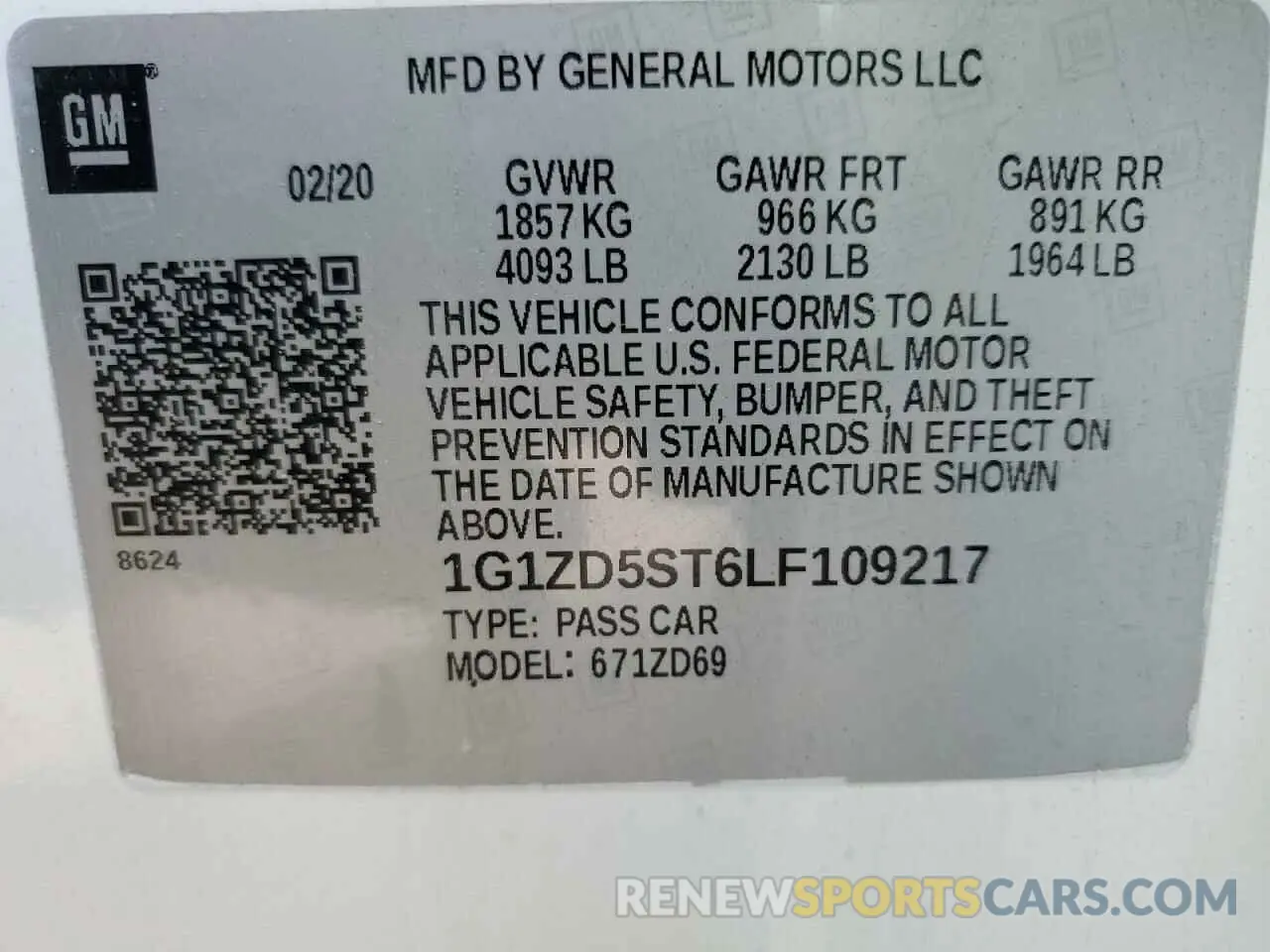 12 fotografías del automóvil dañado 1G1ZD5ST6LF109217 CHEVROLET MALIBU 2020