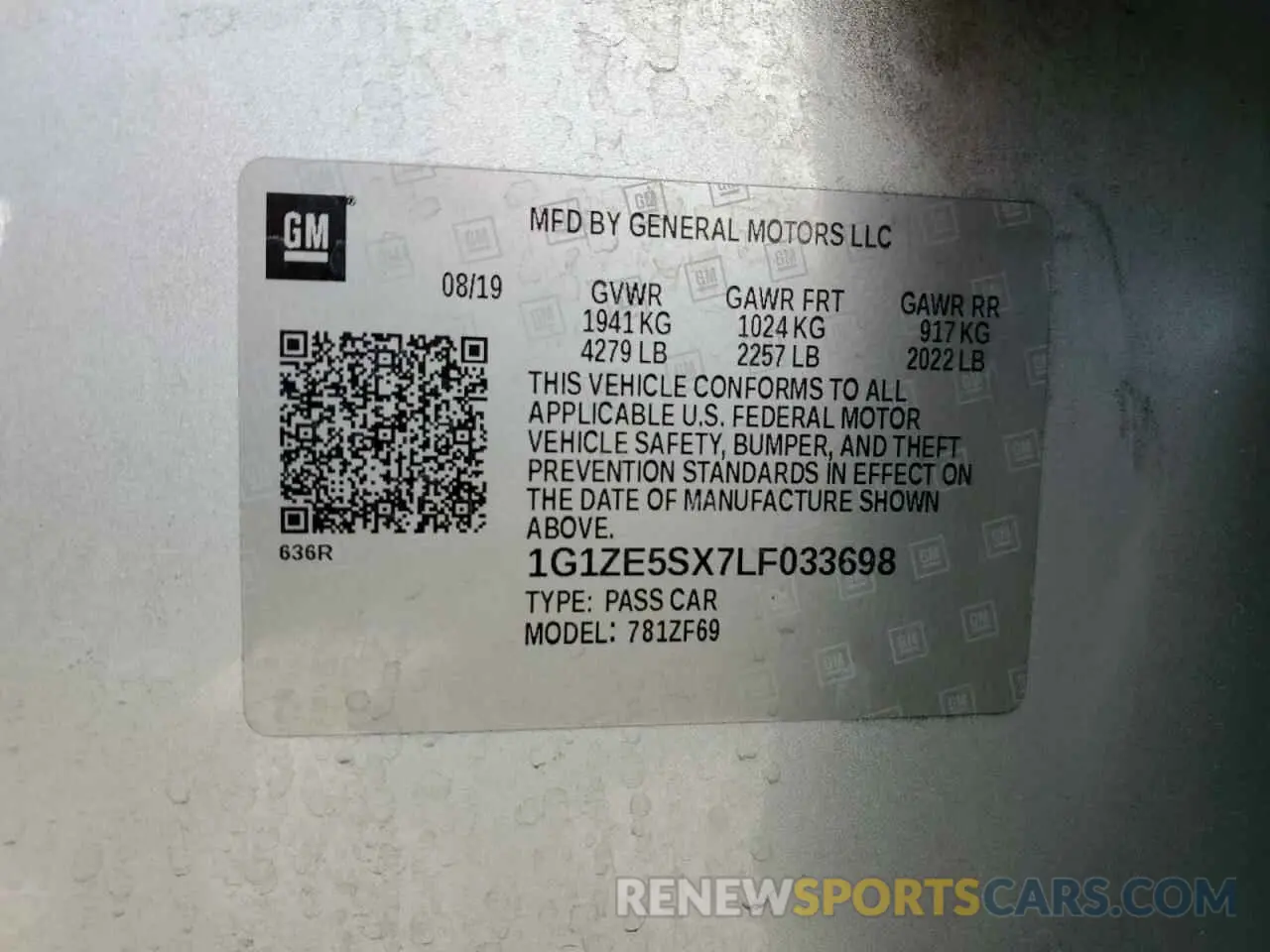 12 fotografías del automóvil dañado 1G1ZE5SX7LF033698 CHEVROLET MALIBU 2020