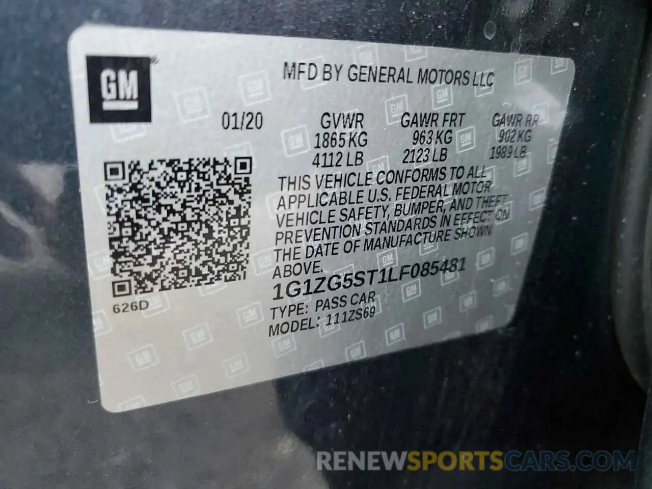 14 fotografías del automóvil dañado 1G1ZG5ST1LF085481 CHEVROLET MALIBU 2020
