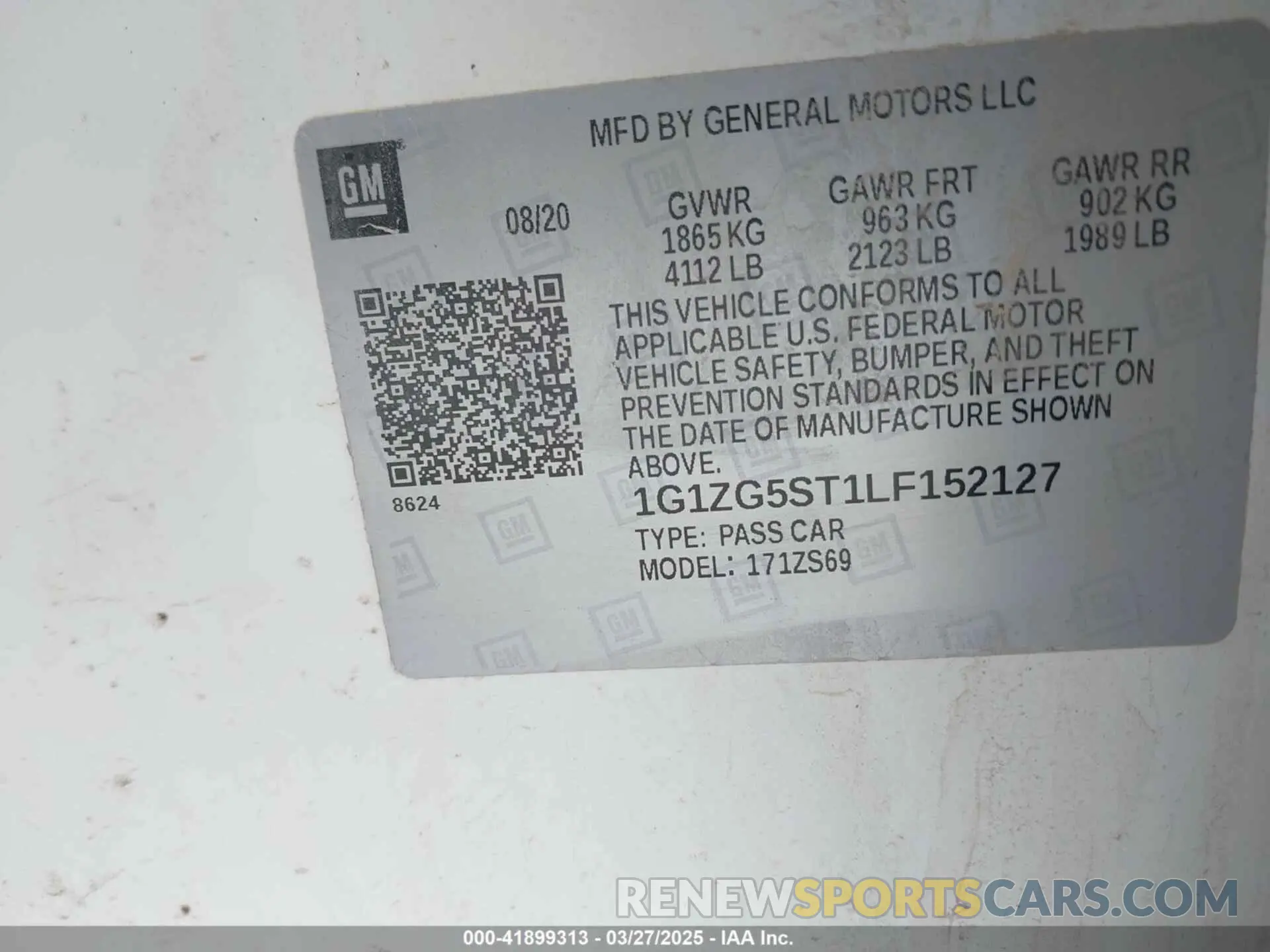 9 fotografías del automóvil dañado 1G1ZG5ST1LF152127 CHEVROLET MALIBU 2020