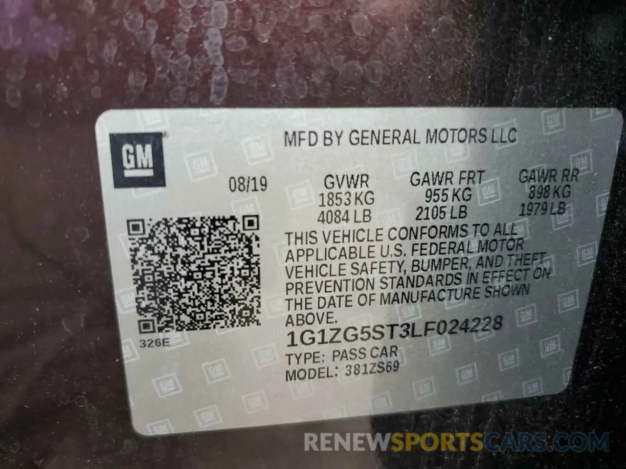 12 fotografías del automóvil dañado 1G1ZG5ST3LF024228 CHEVROLET MALIBU 2020