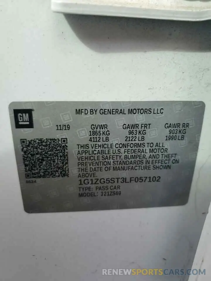 13 fotografías del automóvil dañado 1G1ZG5ST3LF057102 CHEVROLET MALIBU 2020