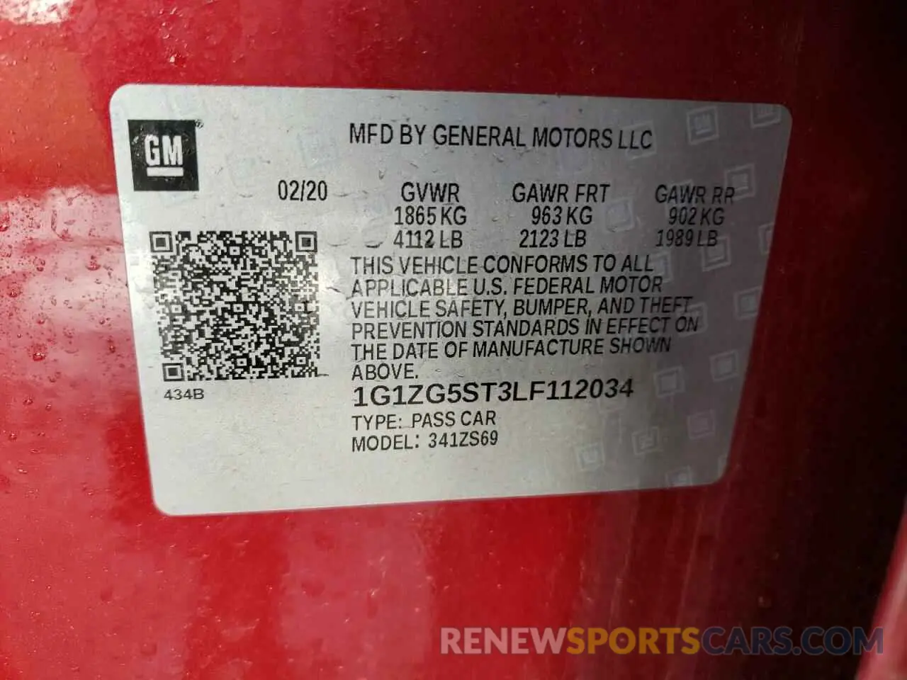 12 fotografías del automóvil dañado 1G1ZG5ST3LF112034 CHEVROLET MALIBU 2020