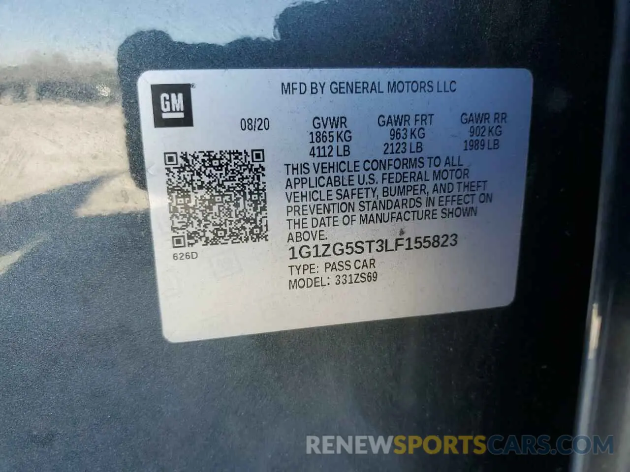 14 fotografías del automóvil dañado 1G1ZG5ST3LF155823 CHEVROLET MALIBU 2020