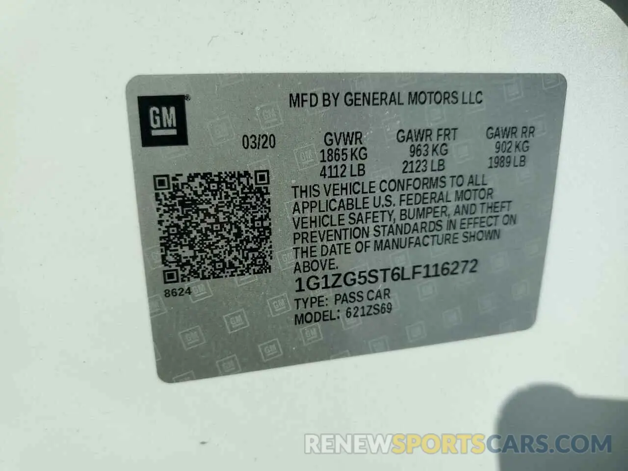 12 fotografías del automóvil dañado 1G1ZG5ST6LF116272 CHEVROLET MALIBU 2020