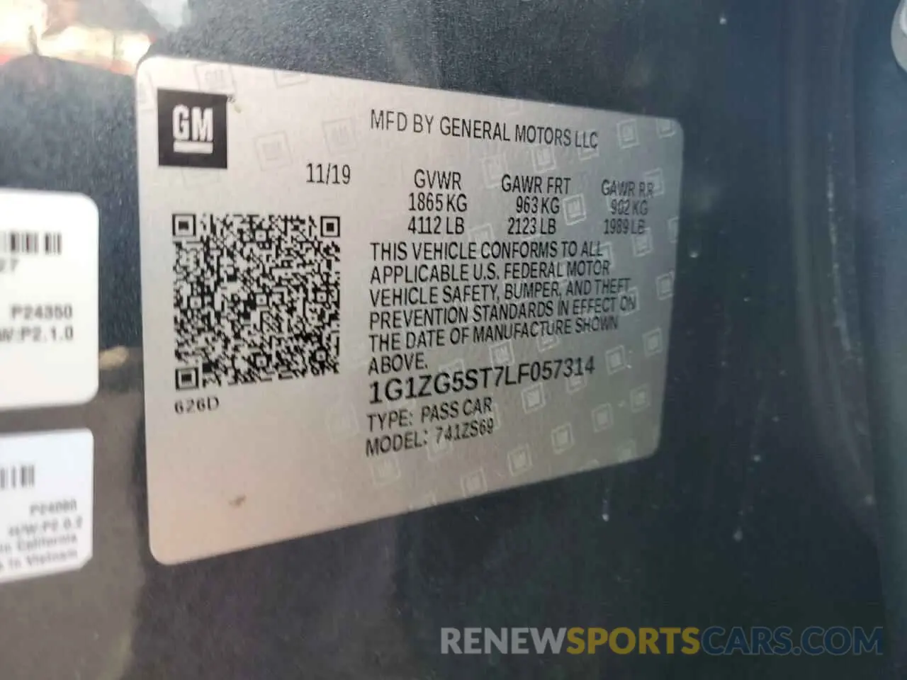 14 fotografías del automóvil dañado 1G1ZG5ST7LF057314 CHEVROLET MALIBU 2020