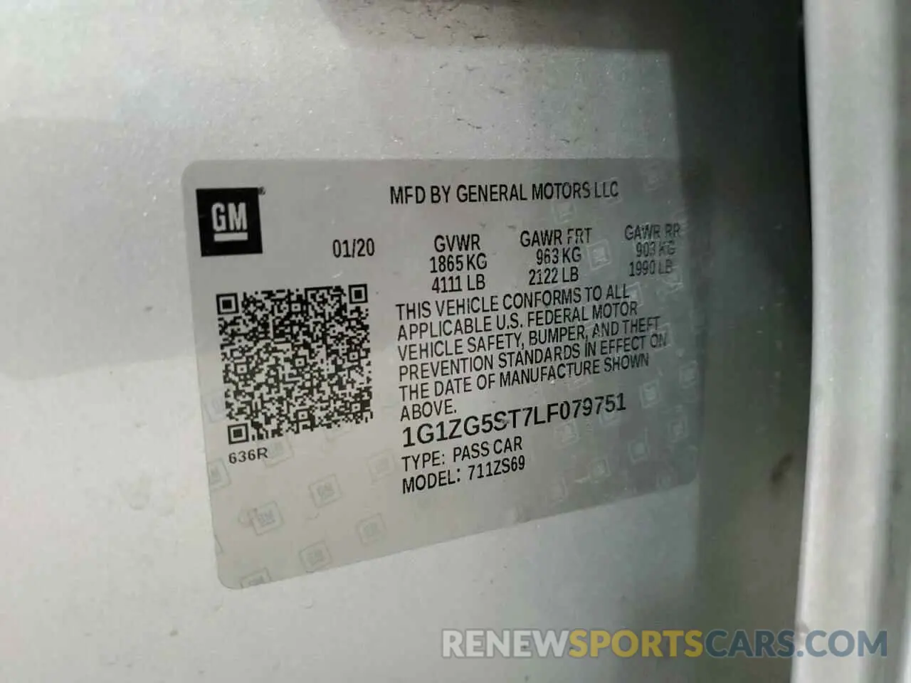 14 fotografías del automóvil dañado 1G1ZG5ST7LF079751 CHEVROLET MALIBU 2020
