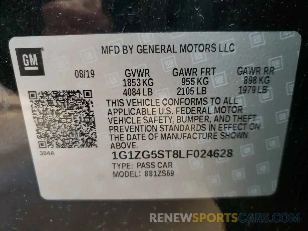 12 fotografías del automóvil dañado 1G1ZG5ST8LF024628 CHEVROLET MALIBU 2020