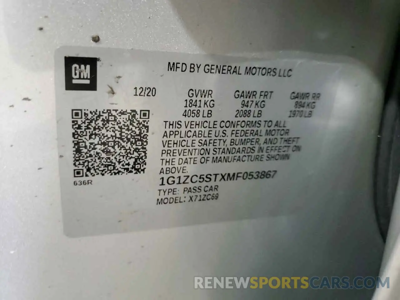 12 fotografías del automóvil dañado 1G1ZC5STXMF053867 CHEVROLET MALIBU 2021