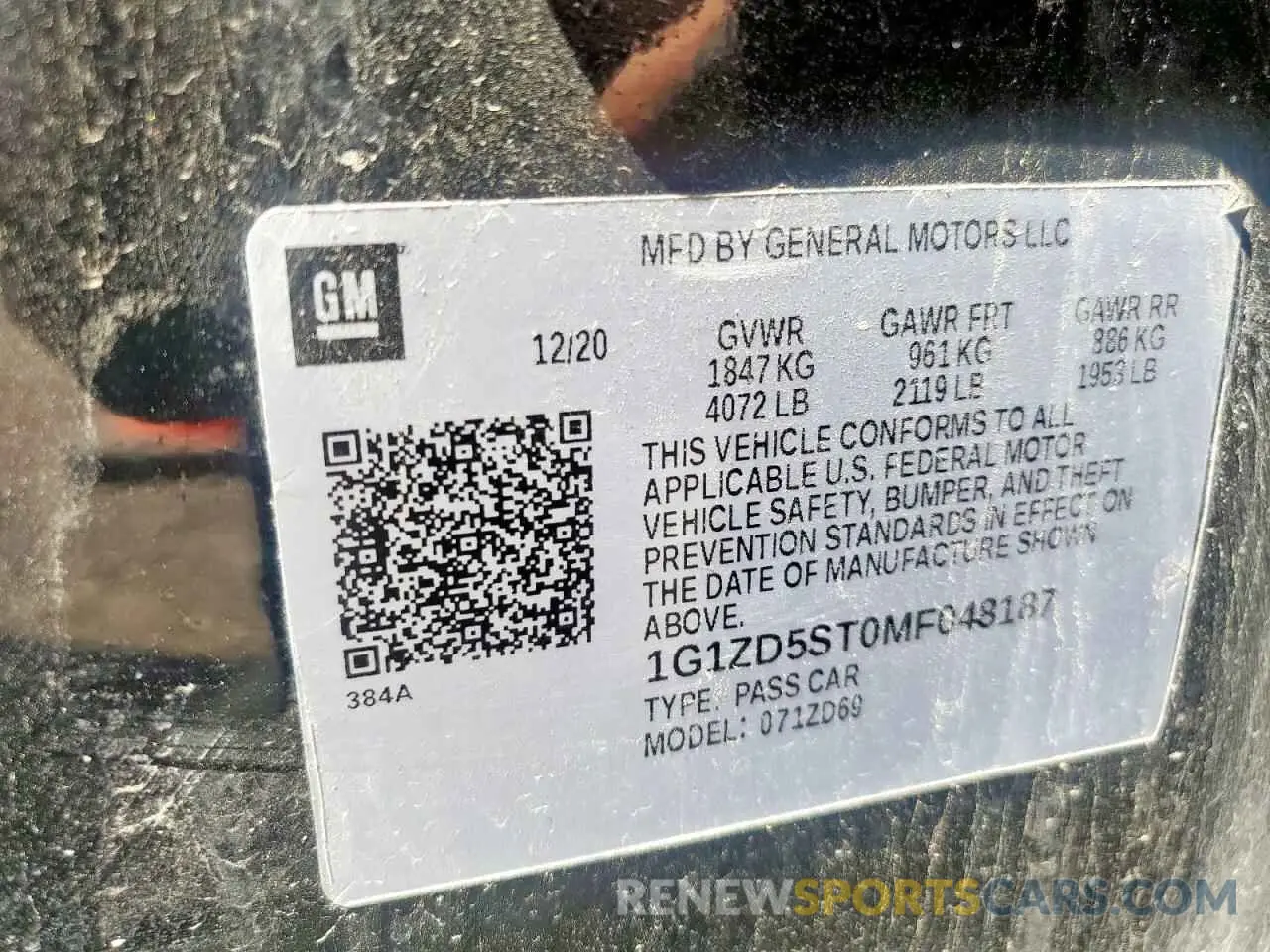 12 fotografías del automóvil dañado 1G1ZD5ST0MF048187 CHEVROLET MALIBU 2021