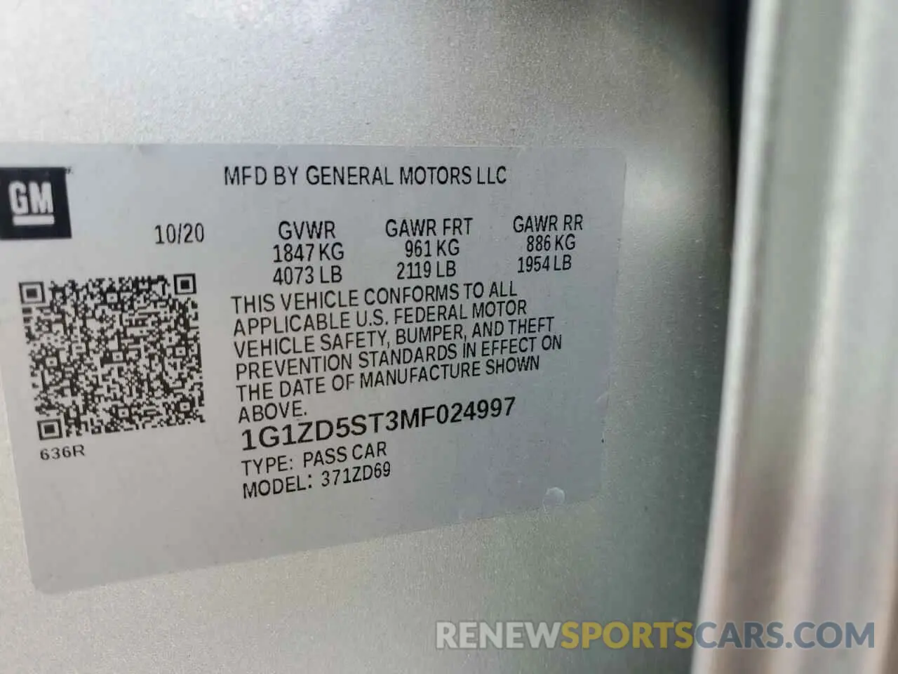 12 fotografías del automóvil dañado 1G1ZD5ST3MF024997 CHEVROLET MALIBU 2021