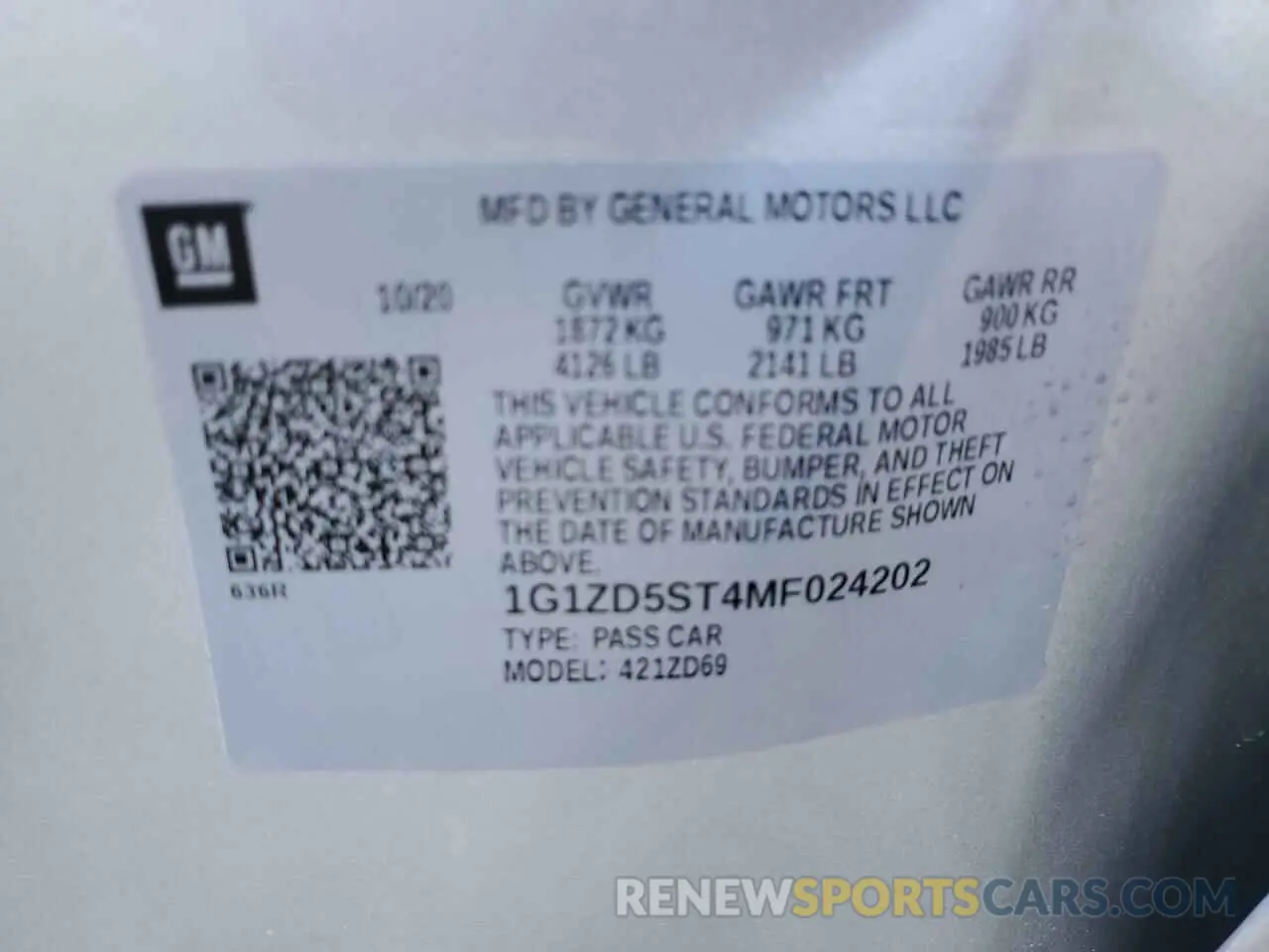 12 fotografías del automóvil dañado 1G1ZD5ST4MF024202 CHEVROLET MALIBU 2021