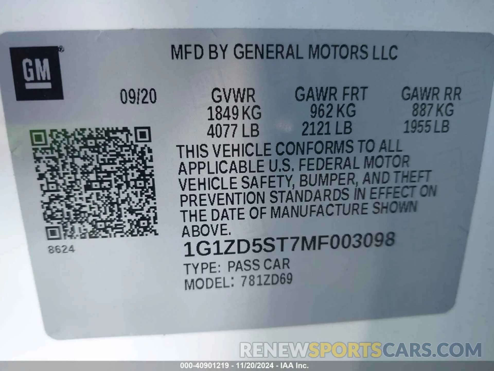 9 fotografías del automóvil dañado 1G1ZD5ST7MF003098 CHEVROLET MALIBU 2021
