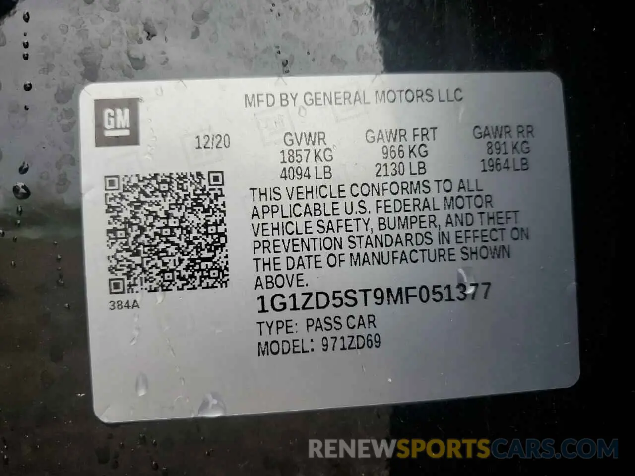 12 fotografías del automóvil dañado 1G1ZD5ST9MF051377 CHEVROLET MALIBU 2021