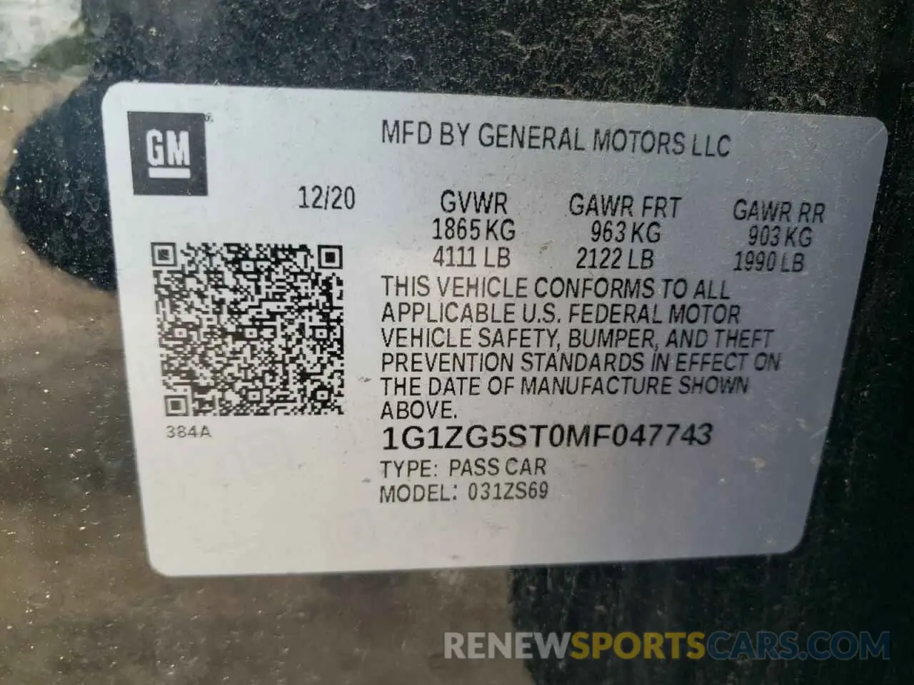 12 fotografías del automóvil dañado 1G1ZG5ST0MF047743 CHEVROLET MALIBU 2021