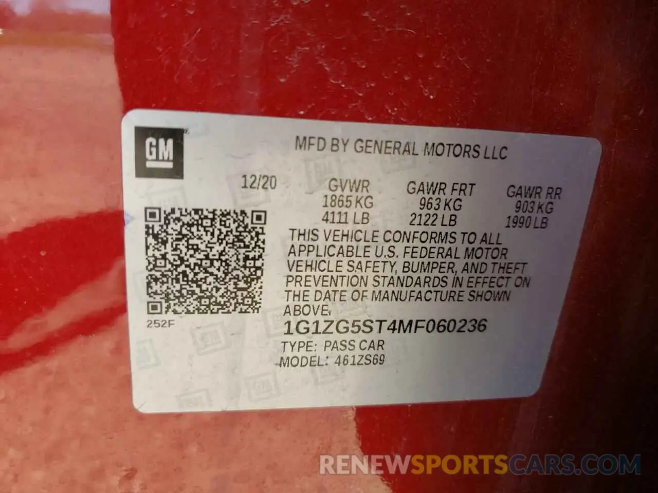 12 fotografías del automóvil dañado 1G1ZG5ST4MF060236 CHEVROLET MALIBU 2021