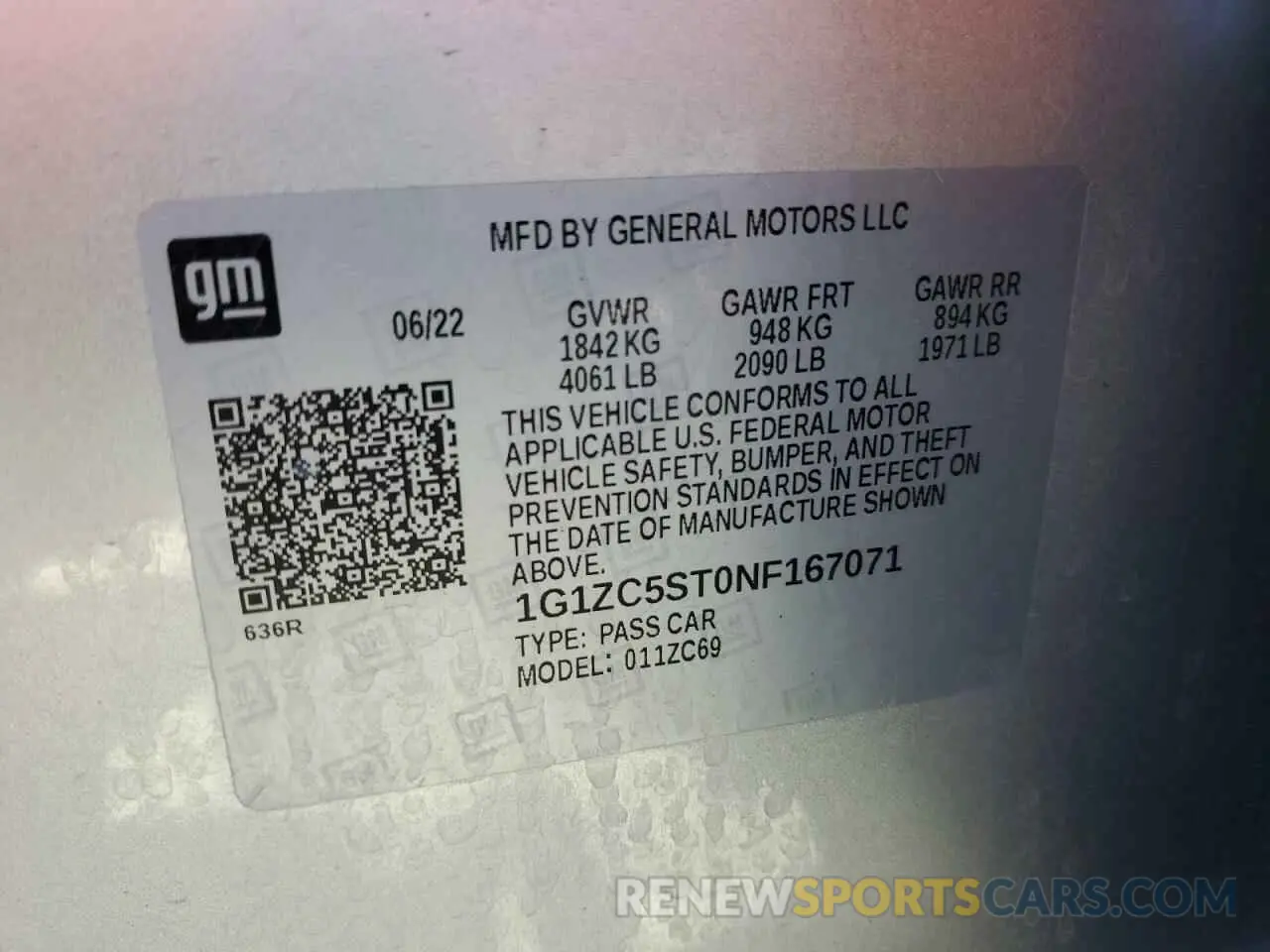 13 fotografías del automóvil dañado 1G1ZC5ST0NF167071 CHEVROLET MALIBU 2022