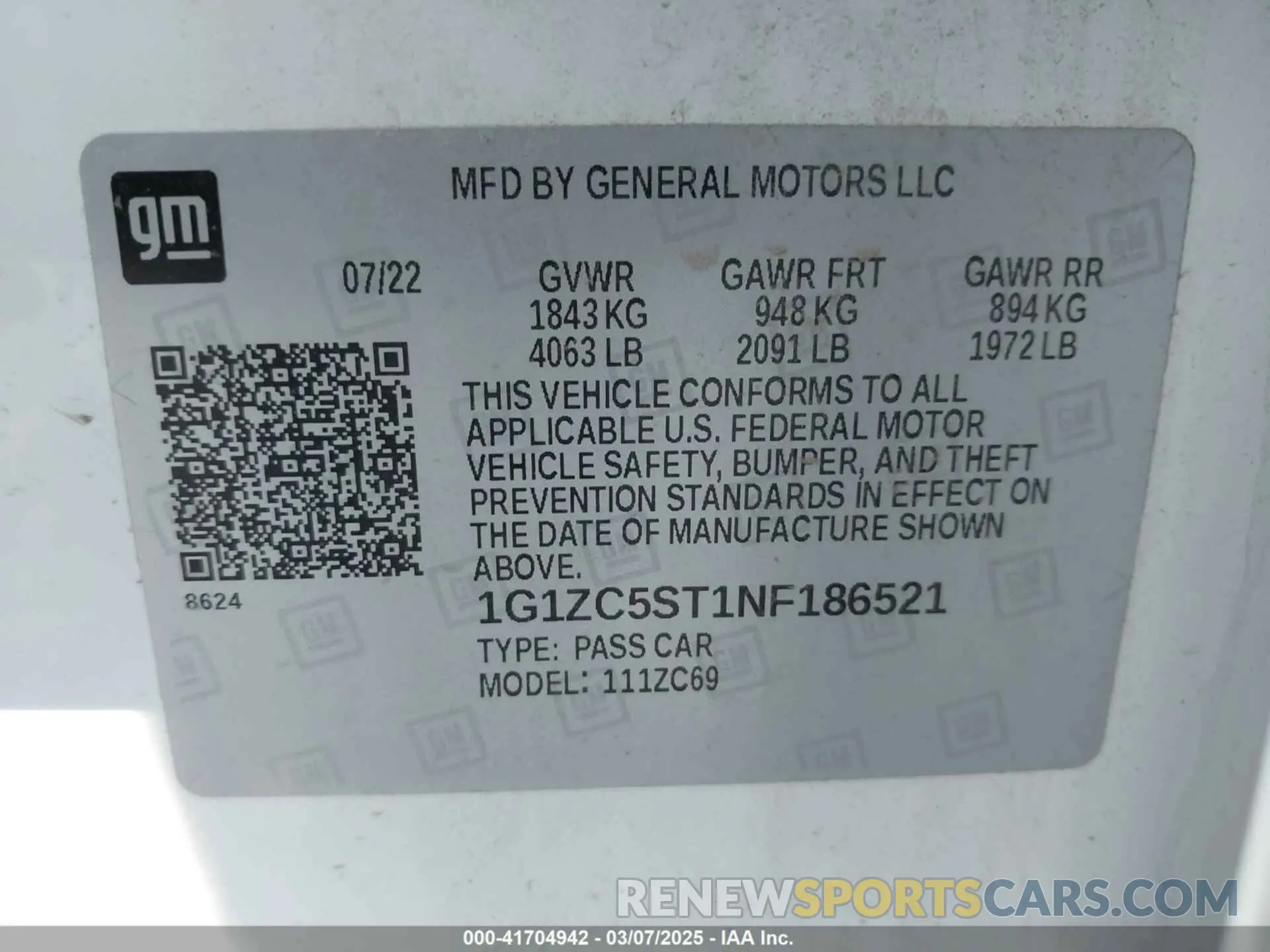 9 fotografías del automóvil dañado 1G1ZC5ST1NF186521 CHEVROLET MALIBU 2022