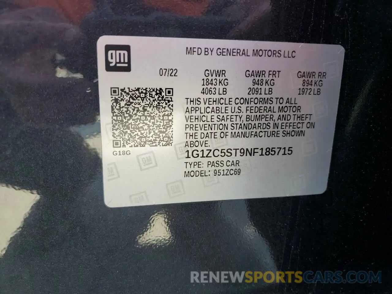 13 fotografías del automóvil dañado 1G1ZC5ST9NF185715 CHEVROLET MALIBU 2022