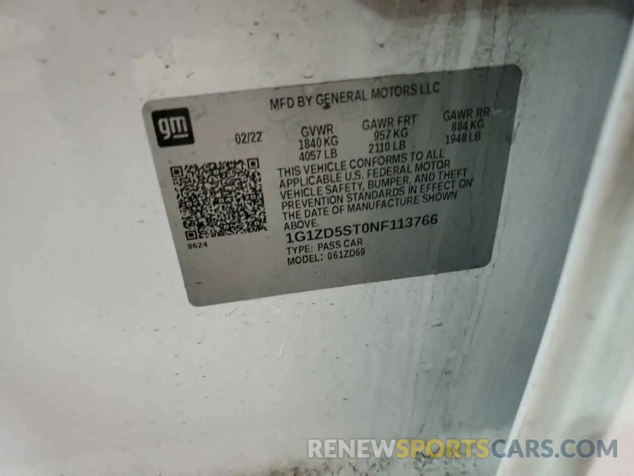 12 fotografías del automóvil dañado 1G1ZD5ST0NF113766 CHEVROLET MALIBU 2022
