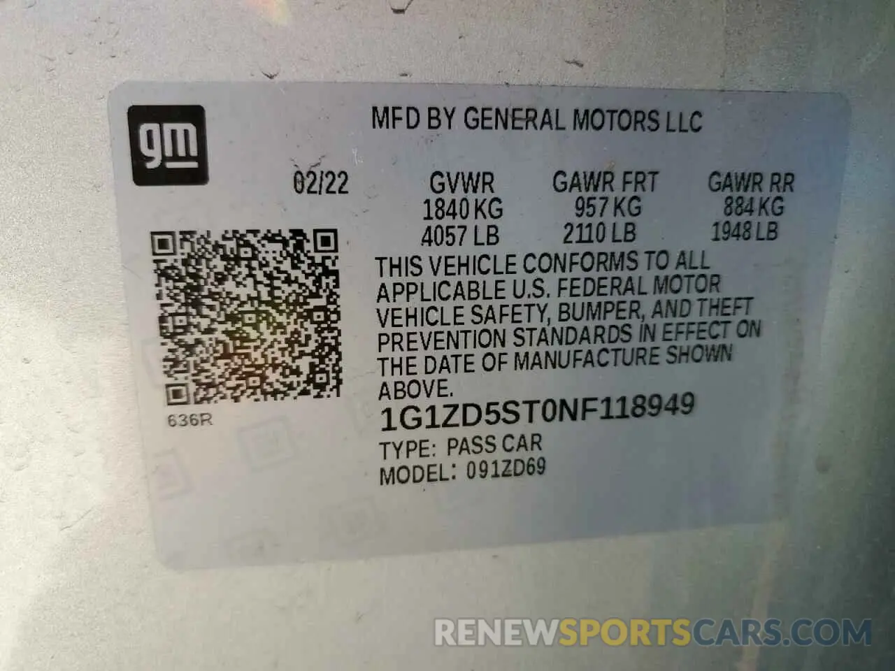 13 fotografías del automóvil dañado 1G1ZD5ST0NF118949 CHEVROLET MALIBU 2022
