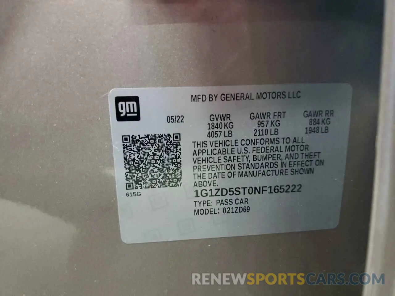12 fotografías del automóvil dañado 1G1ZD5ST0NF165222 CHEVROLET MALIBU 2022