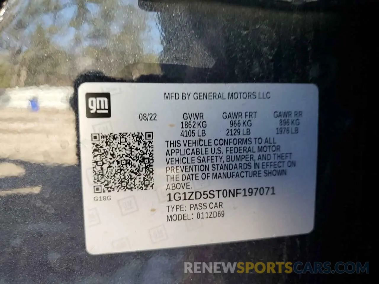 12 fotografías del automóvil dañado 1G1ZD5ST0NF197071 CHEVROLET MALIBU 2022
