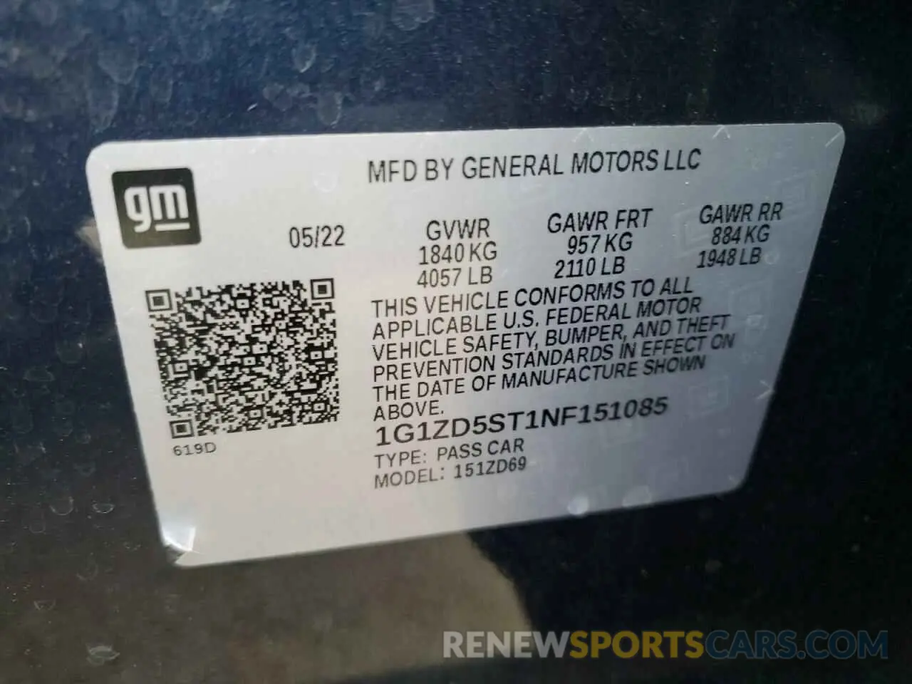 12 fotografías del automóvil dañado 1G1ZD5ST1NF151085 CHEVROLET MALIBU 2022