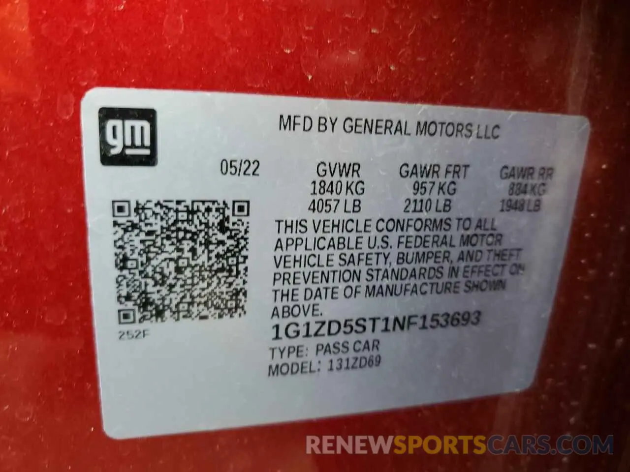 12 fotografías del automóvil dañado 1G1ZD5ST1NF153693 CHEVROLET MALIBU 2022