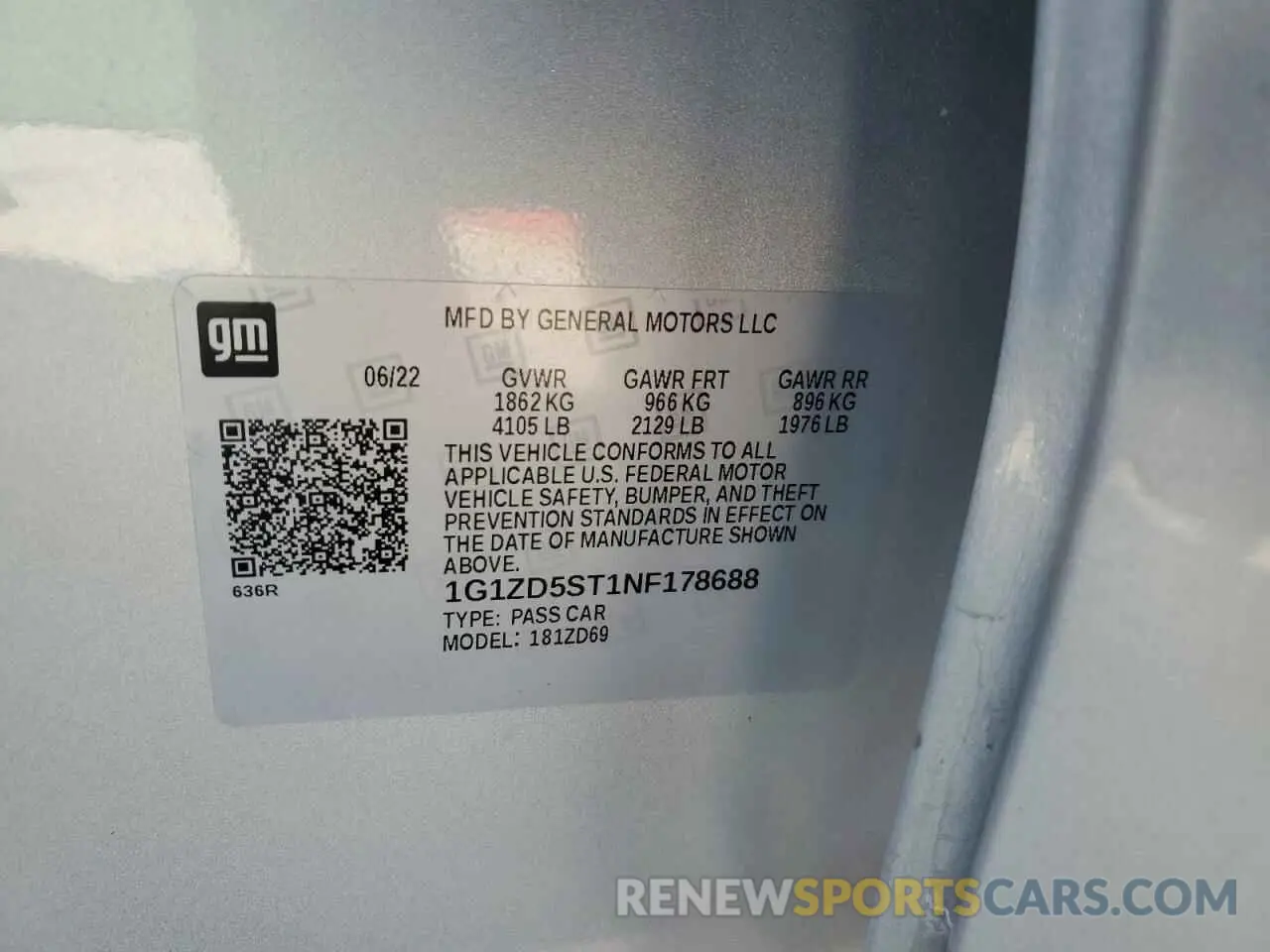 12 fotografías del automóvil dañado 1G1ZD5ST1NF178688 CHEVROLET MALIBU 2022