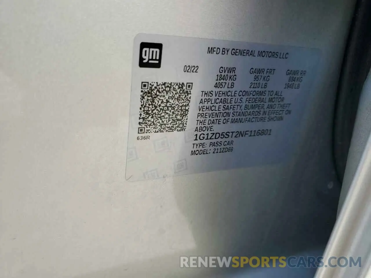13 fotografías del automóvil dañado 1G1ZD5ST2NF116801 CHEVROLET MALIBU 2022