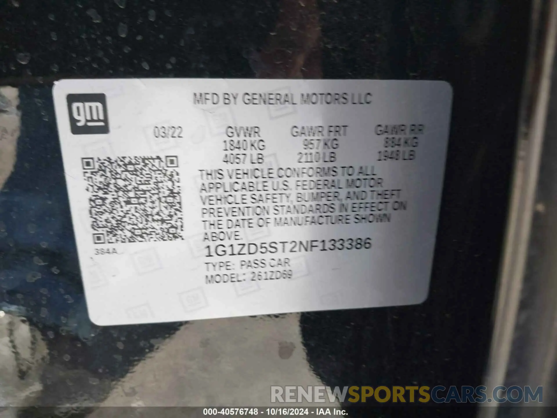 9 fotografías del automóvil dañado 1G1ZD5ST2NF133386 CHEVROLET MALIBU 2022