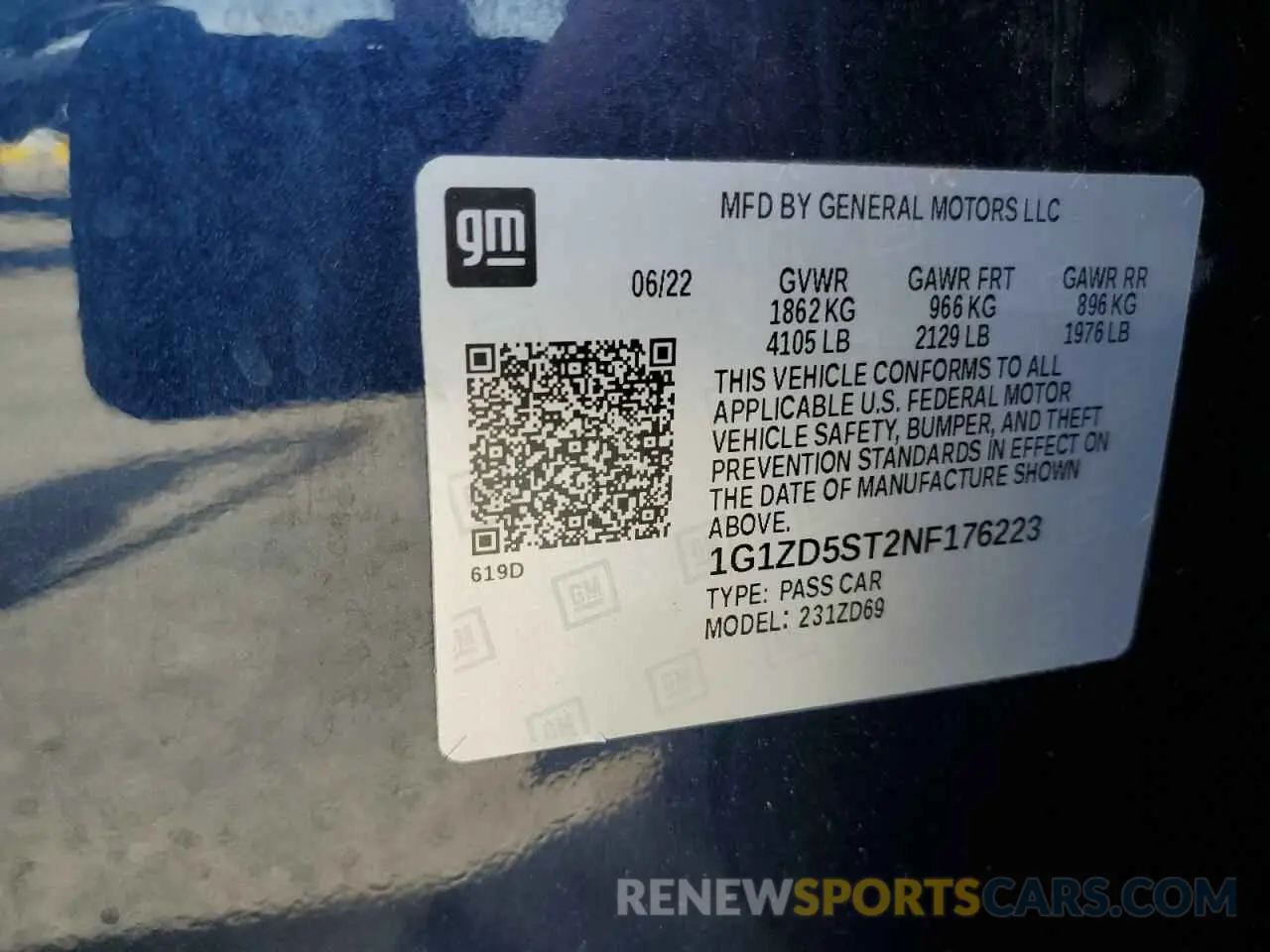 12 fotografías del automóvil dañado 1G1ZD5ST2NF176223 CHEVROLET MALIBU 2022