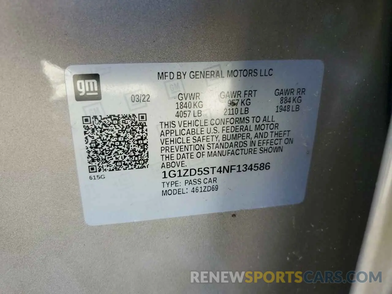 13 fotografías del automóvil dañado 1G1ZD5ST4NF134586 CHEVROLET MALIBU 2022