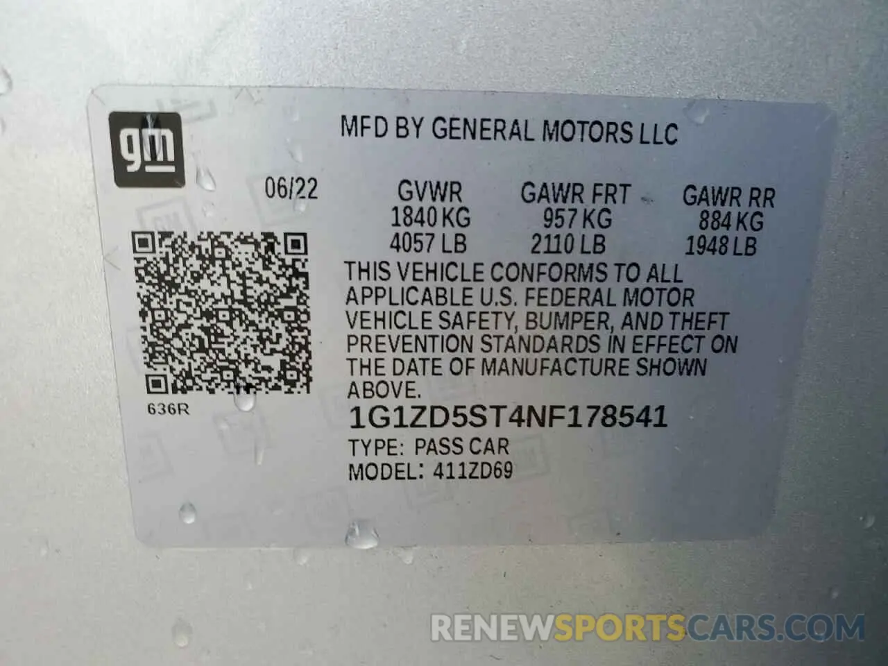 12 fotografías del automóvil dañado 1G1ZD5ST4NF178541 CHEVROLET MALIBU 2022