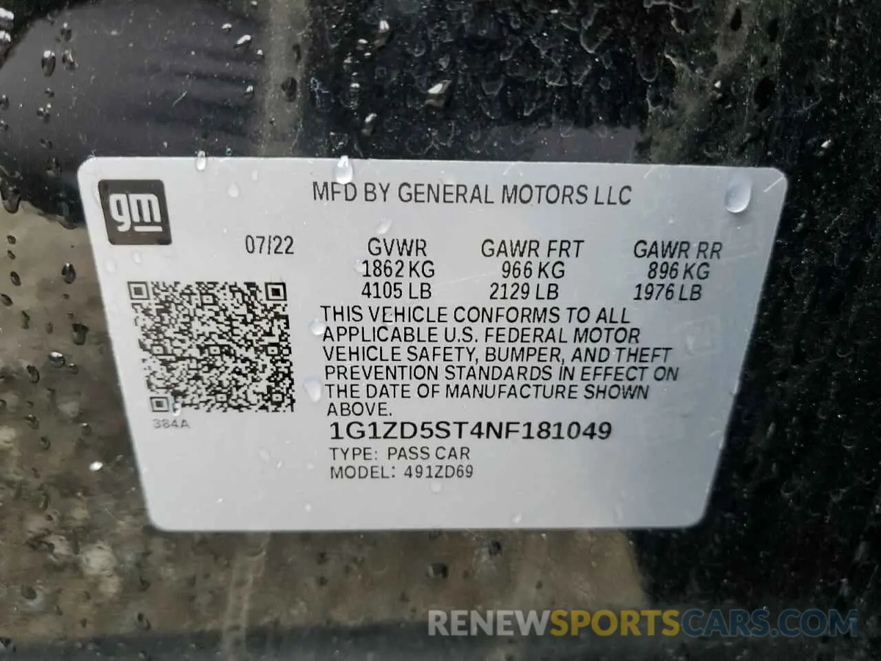 12 fotografías del automóvil dañado 1G1ZD5ST4NF181049 CHEVROLET MALIBU 2022