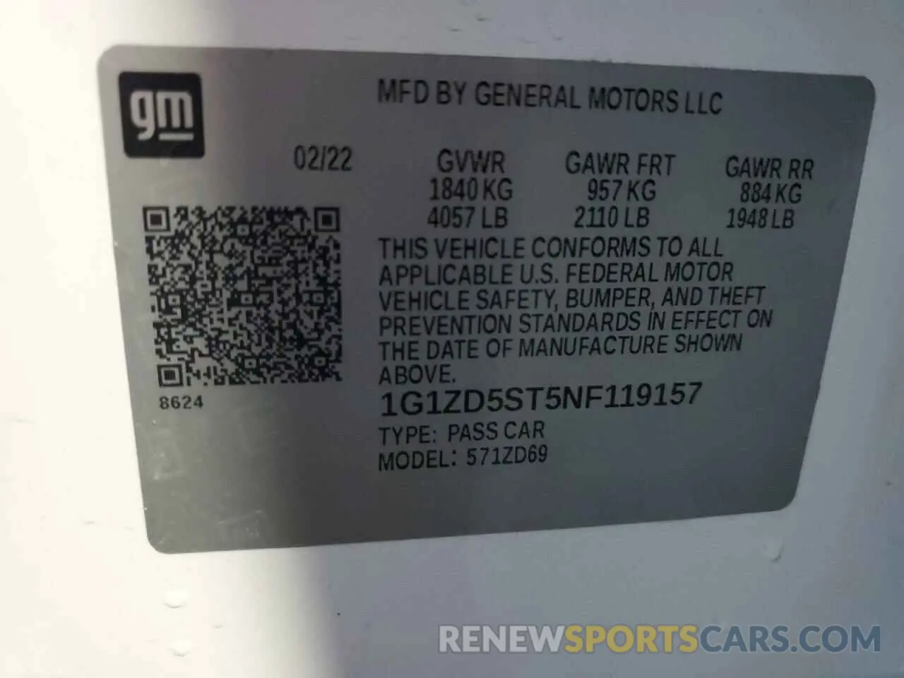 13 fotografías del automóvil dañado 1G1ZD5ST5NF119157 CHEVROLET MALIBU 2022