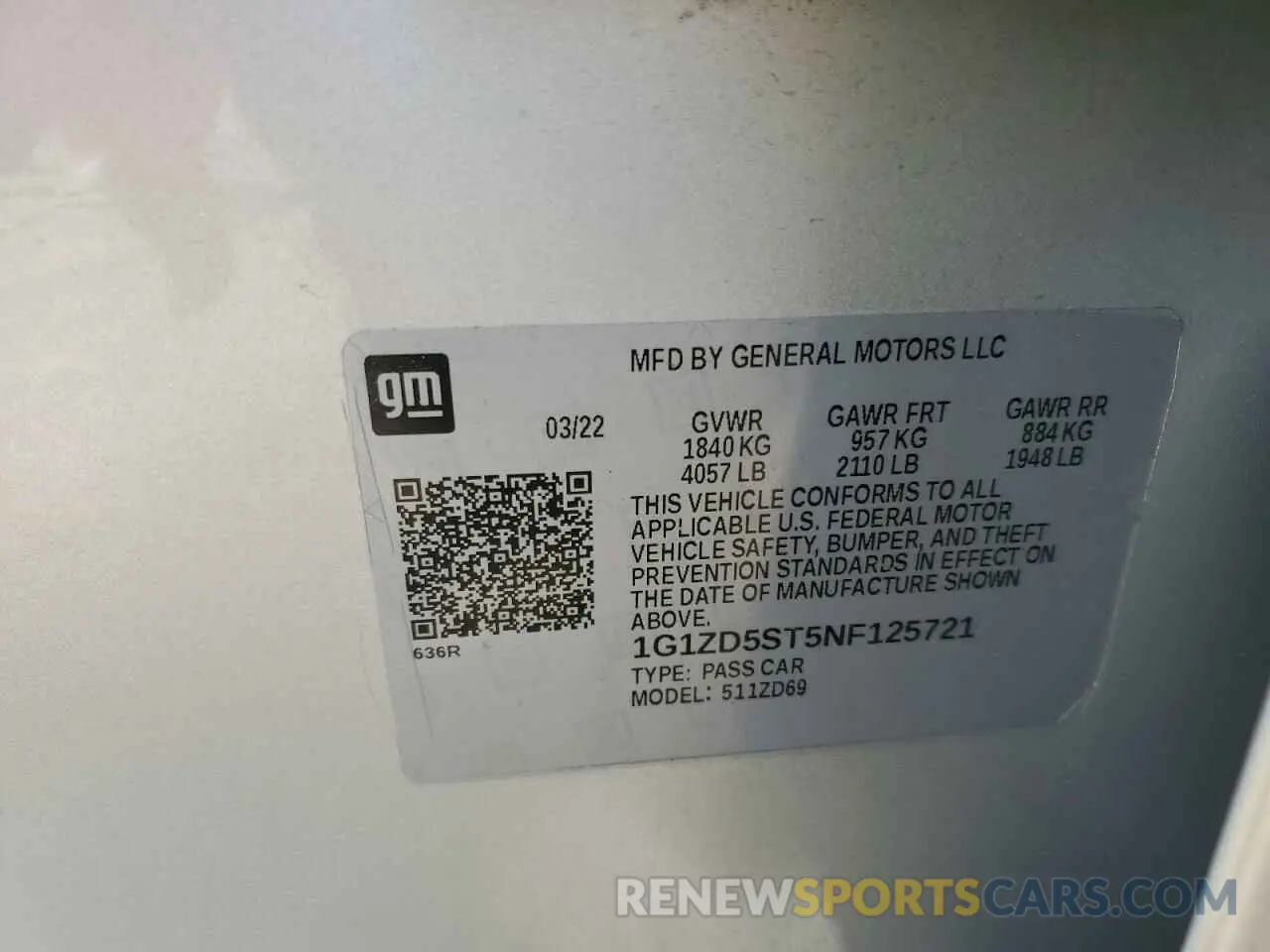 12 fotografías del automóvil dañado 1G1ZD5ST5NF125721 CHEVROLET MALIBU 2022